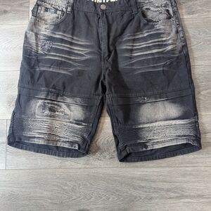 Men's Black Distressed‎ Jean Shorts MMA Streetwear